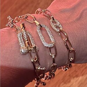 98. CLASSICAL 18K GOLD PLATED TRIO BRACELET SET. Brass and cubic Zirconia.